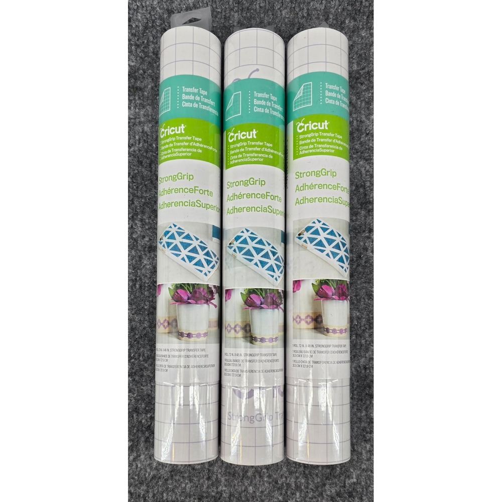 Cricut StrongGrip Transfer Tape Lot of 3 Clear Strong Grip Adhesive 12x48" NEW